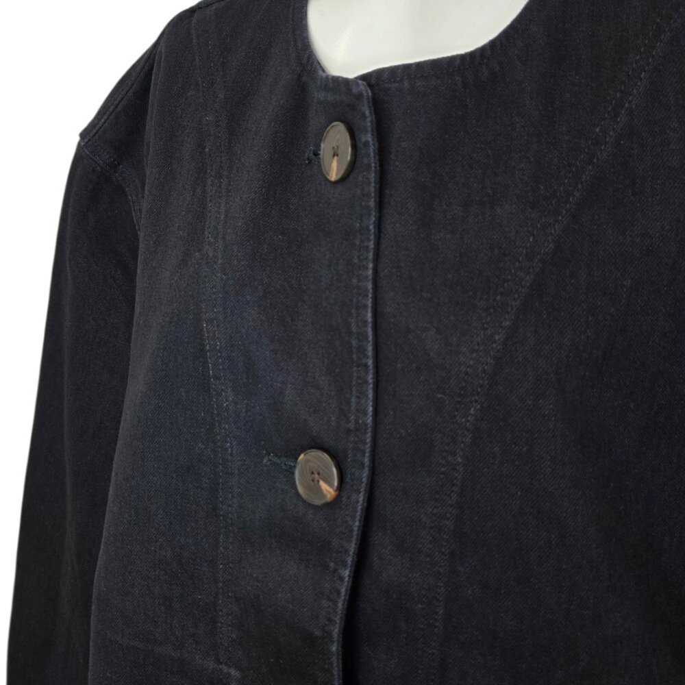 Everlane Dark Navy Round-Neck Button Bomber Jacket - Picture 10 of 12